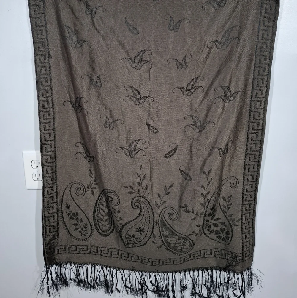 Jerusalem Brown Tasseled 100% Cashmere Women’s Scarf Paisley Pashmina